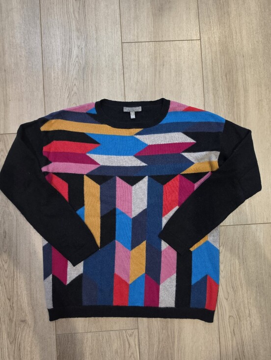 Neiman Marcus Sweaters - Neiman Marcus Cashmere Collection Geometric Colorblock 100% Cashmere Sweater Med